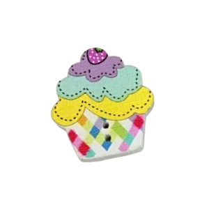 Knoflík dřevěný cupcake